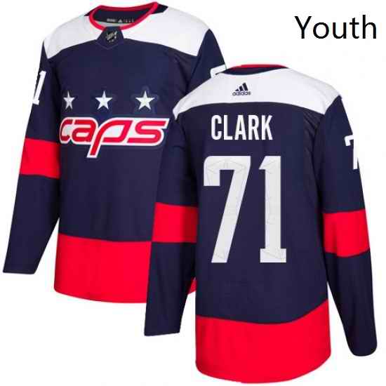 Youth Adidas Washington Capitals 71 Kody Clark Authentic Navy Blue 2018 Stadium Series NHL Jerse